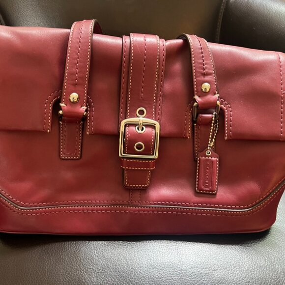 Burgundy/Maroon Coach Hamilton Satchel leather bag - G0893-F12604 - Picture 3 of 10